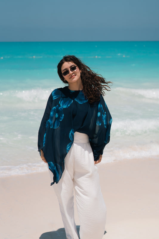 Navy petal cape