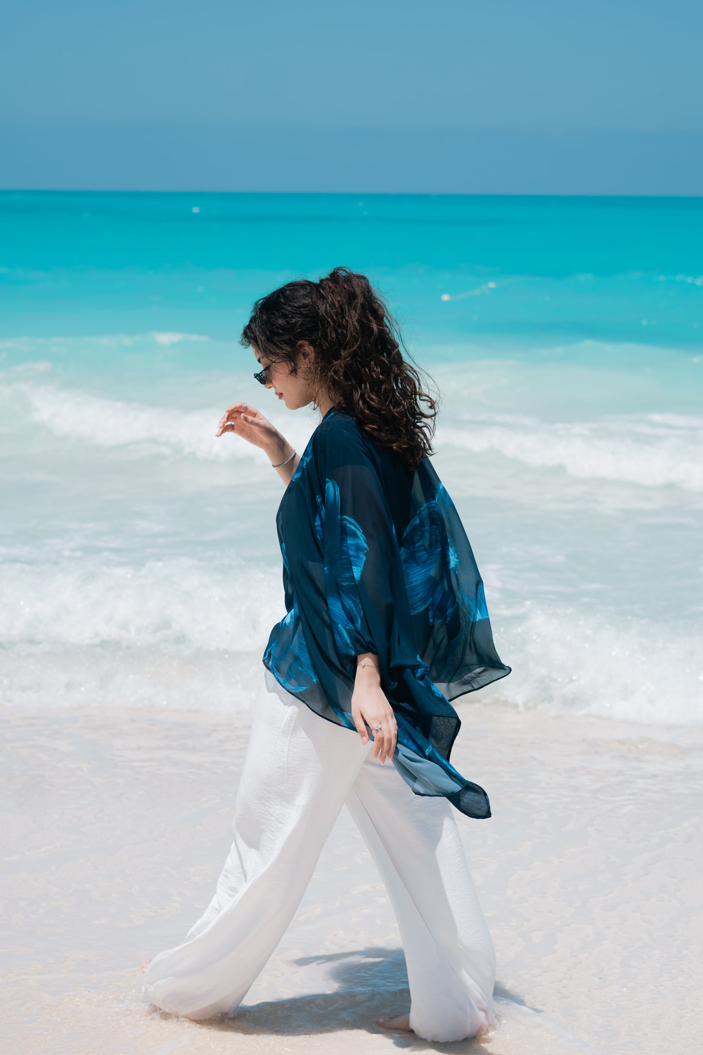 Navy petal cape